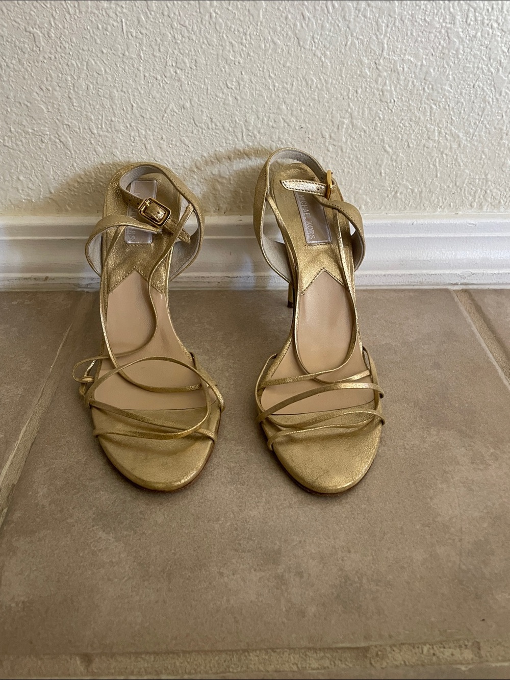 Michael Kors Metallic Gold Strappy Heeled Sandals